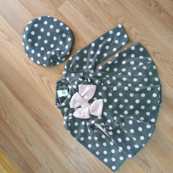 Polka dot fleece jacket with hat - Picture 1 of 1